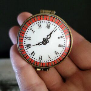 Vintage Midwest Of Cannon Falls Porcelain Box With Watch / Clock Face Design